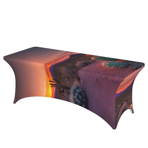 HGKHadc Tischdecke mit Kaktuswüsten-Sonnenuntergang-Druck, rechteckig, elastisch, waschbar, knitterarm HGKHadc Tischdecke mit Kaktuswüsten-Sonnenuntergang-Druck, rechteckig, elastisch, waschbar, knitterarm von HGKHadc
