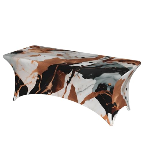 HGKHadc Tischdecke mit Marmorstruktur, Kupferspritzer-Druck, rechteckig, elastisch, waschbar, knitterarm HGKHadc Tischdecke mit Marmorstruktur, Kupferspritzer-Druck, rechteckig, elastisch, waschbar, knitterarm von HGKHadc