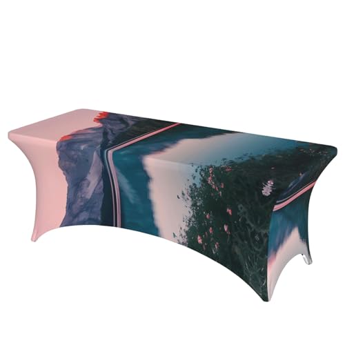 HGKHadc Tischdecke mit See- und Sonnenuntergang-Druck, rechteckig, elastisch, waschbar, knitterarm HGKHadc Tischdecke mit See- und Sonnenuntergang-Druck, rechteckig, elastisch, waschbar, knitterarm von HGKHadc