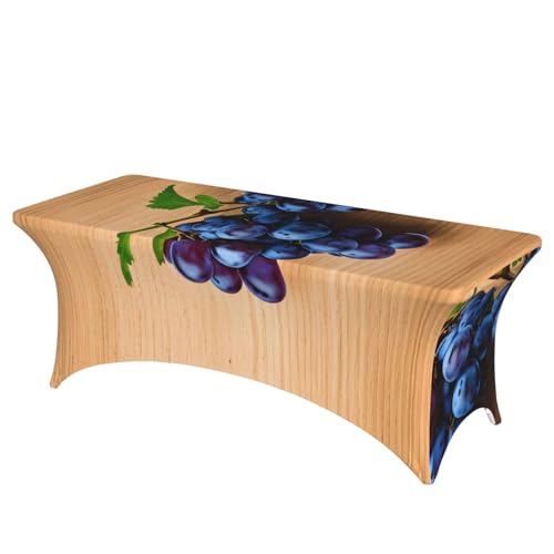 HGKHadc Tischdecke mit Traubenmuster, rechteckig, elastisch, waschbar, knitterarm von HGKHadc