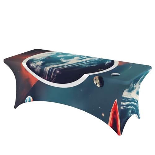 HGKHadc Tischdecke mit Weltraumplaneten-Motiv, rechteckig, elastisch, waschbar, knitterarm HGKHadc Tischdecke mit Weltraumplaneten-Motiv, rechteckig, elastisch, waschbar, knitterarm von HGKHadc