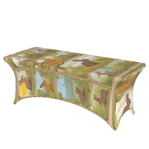 HGKHadc Tischdecke mit niedlichem Cartoon-Motiv und Kaninchen, rechteckig, elastisch, waschbar, knitterarm HGKHadc Tischdecke mit niedlichem Cartoon-Motiv und Kaninchen, rechteckig, elastisch, waschbar, knitterarm von HGKHadc