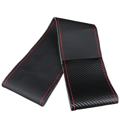 HGPVPKZAZD Auto Lenkradbezug Splice Auto-Lenkradbezug Mit Nadel-Set 38 cm Mikrofaser-Leder Universelle Passform rutschfest Auto Lenkradschale(B-Black-RED) von HGPVPKZAZD