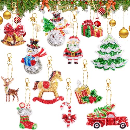 12PC Diamond Painting Weihnachten Anhänger, 5D Weihnachtsmann Schlüsselanhänger Set, Doppelseitige Weihnachten Wichtel Painting Kit, DIY Basteln Weihnachten Kit für Weihnachtsbaum Deko Fenster Hängend 12PC Diamond Painting Weihnachten Anhänger, 5D Weihnachtsmann Schlüsselanhänger Set, Doppelseitige Weihnachten Wichtel Painting Kit, DIY Basteln Weihnachten Kit für Weihnachtsbaum Deko Fenster Hängend von HGRGHH