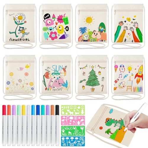 8 Stück Stoffbeutel zum Bemalen für Kinder, Taschen zum Bemalen für Kinder, DIY Kinder Umhängegeldbeutel mit 12 Farbe Stiften und 4 Malschablonen, DIY Beige Brustbeutel für Schule, Party, Feier 8 Stück Stoffbeutel zum Bemalen für Kinder, Taschen zum Bemalen für Kinder, DIY Kinder Umhängegeldbeutel mit 12 Farbe Stiften und 4 Malschablonen, DIY Beige Brustbeutel für Schule, Party, Feier von HGRGHH
