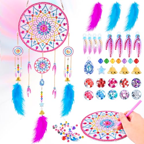 HGRGHH Basteln Mädchen 6-10 Jahre, Diamond Painting Traumfänger Bastelset, Kinder 6-11 Jahre, Geschenke für Mädchen 5-12 Jahre von HGRGHH