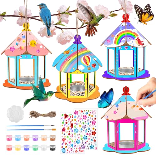 HGRGHH Vogelhaus Bausatz für Kinder, 4 Stück Vogelfutterhaus Bastelset, Holz Basteln für Kinder zu Bauen und Malen, Vogelhaus bastelset aus Holz, Spielzeug Geschenk für Mädchen Jungen 6 8 9 10 Jahre HGRGHH Vogelhaus Bausatz für Kinder, 4 Stück Vogelfutterhaus Bastelset, Holz Basteln für Kinder zu Bauen und Malen, Vogelhaus bastelset aus Holz, Spielzeug Geschenk für Mädchen Jungen 6 8 9 10 Jahre von HGRGHH