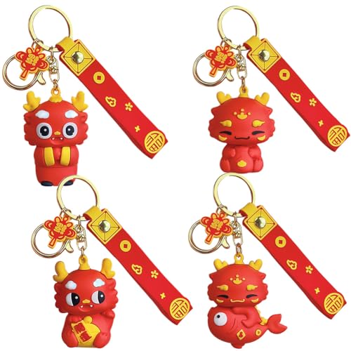 HGSHUO Dragon Schlüsselanhänger Drachen Schlüsselanhänger Kinder Mitgebsel Chinesischer Drache Schlüsselanhänger Anhänger Viel Glück Party Geschenke Neues Jahr von HGSHUO