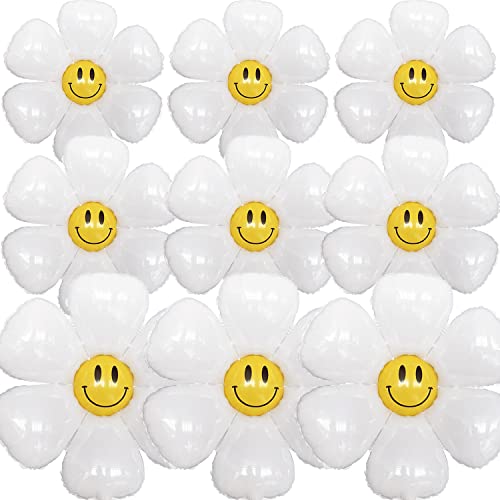 HGSHUO Folienballon Blumen Luftballons Hochzeit Ballons Helium Folie Luftballon Gänseblümchen Geburtstag Deko Kindergeburtstag Geburtstagsparty Sommerparty Deko Weiße 9 Stück von HGSHUO