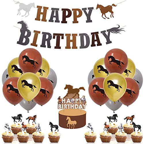 HGSHUO Pferd Geburtstagsdeko Pferd Tier Luftballons Alles Gute Zum Geburtstag Girlande Braunem Pferde Latex Ballons Horse Cupcake Topper für Kinder Geburtstag Party Dekoration 32 Stück HGSHUO Pferd Geburtstagsdeko Pferd Tier Luftballons Alles Gute Zum Geburtstag Girlande Braunem Pferde Latex Ballons Horse Cupcake Topper für Kinder Geburtstag Party Dekoration 32 Stück von HGSHUO