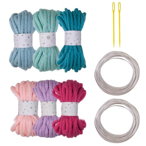 6pcs Buntes Polyester Seil Big Eye Nadel Und Bildhauerungsdraht 7mmx5meter Hohl Geflochten von HGZHNAT