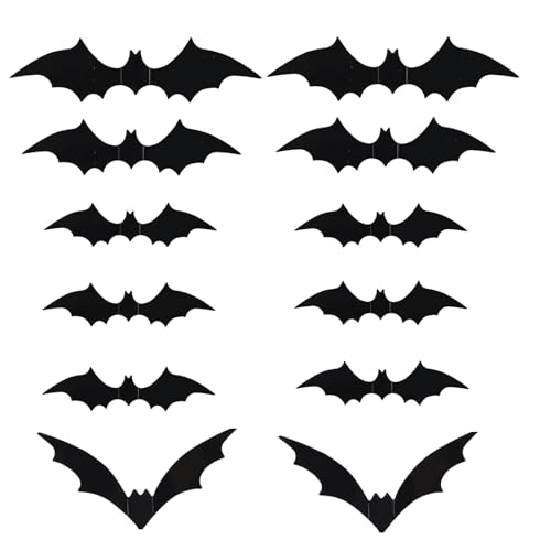Fledermäuse Deko Sticker, Fledermaus Wandtattoo, Fledermaus Sticker Fenster, Fledermauswandabziehbilder Kleber, PVC Aufkleber, Realistische Fliegende Fledermausaufkleber Für Die Walltür Halloween von HGZHNAT