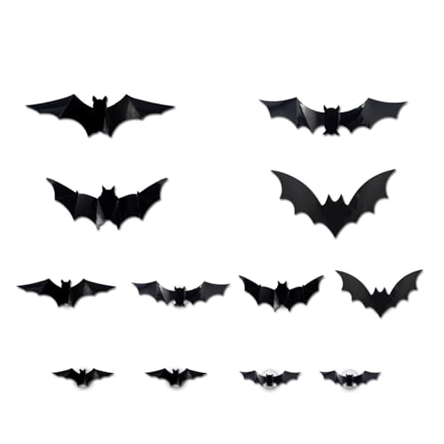 Fledermaus Deko, Stück Halloween Deko Fledermäuse, Klebstoff PVC Aufkleber Mit LED Light, Realistic Wall Decals Dekoration, Für Fensterwand Saitenleuchten Fledermaus Deko, Stück Halloween Deko Fledermäuse, Klebstoff PVC Aufkleber Mit LED Light, Realistic Wall Decals Dekoration, Für Fensterwand Saitenleuchten von HGZHNAT