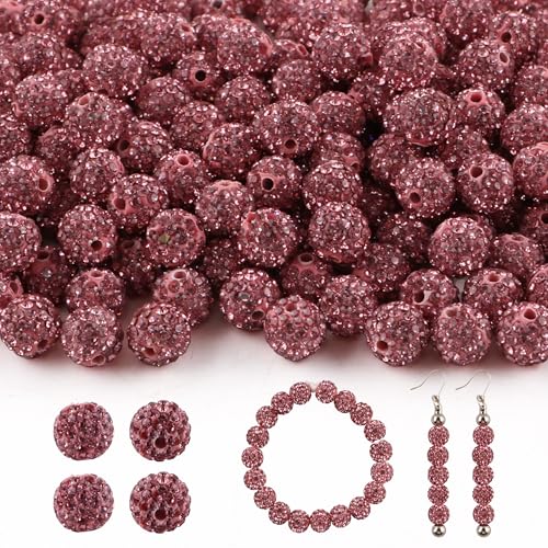 HHCFAST 120 Stück gemischte Farben 10 mm Strassperlen für Schmuckherstellung, rosa runde glitzernde Ton-Discokugel-Perlen für Halsketten, Armbänder und Bastelarbeiten HHCFAST 120 Stück gemischte Farben 10 mm Strassperlen für Schmuckherstellung, rosa runde glitzernde Ton-Discokugel-Perlen für Halsketten, Armbänder und Bastelarbeiten von HHCFAST