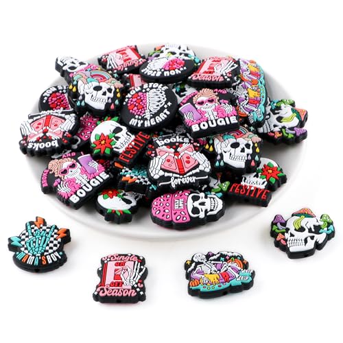 HHCFAST 30 x fokale Silikonperlen für Schlüsselanhängerherstellung, Bulk-Silikon-Perlen für Stifte, Halsketten und Armbänder (Skelett) von HHCFAST