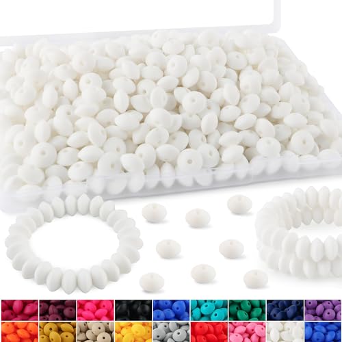 HHCFAST Linsen-Silikonperlen für Stifte, 12 mm Silikon-Abstandshalter für Schlüsselanhängerherstellung, Weiß, 270 Stück HHCFAST Linsen-Silikonperlen für Stifte, 12 mm Silikon-Abstandshalter für Schlüsselanhängerherstellung, Weiß, 270 Stück von HHCFAST