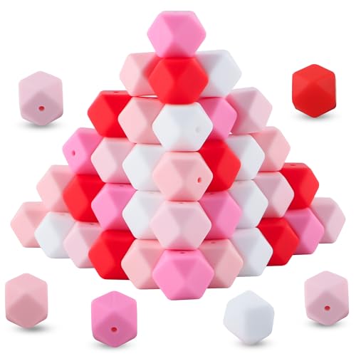 HHCFAST Sechseckige Silikonperlen, 60 Stück, 17 mm, groß, gemischt, mehrfarbig, rosa Silikonperlen für Schlüsselanhänger, ideal für Stifte und Armbänder, zum Basteln HHCFAST Sechseckige Silikonperlen, 60 Stück, 17 mm, groß, gemischt, mehrfarbig, rosa Silikonperlen für Schlüsselanhänger, ideal für Stifte und Armbänder, zum Basteln von HHCFAST