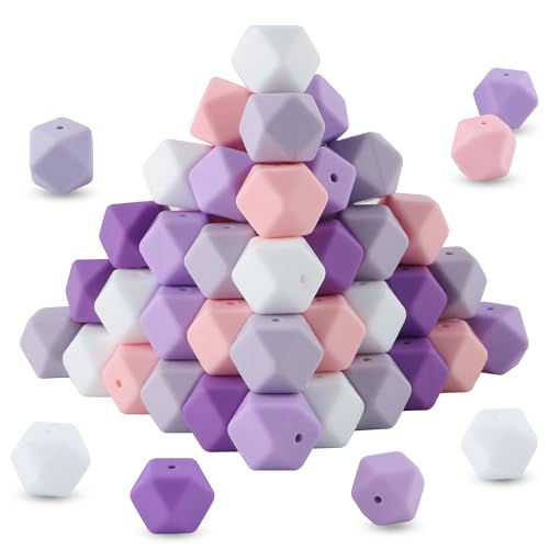HHCFAST Sechseckige Silikonperlen, 60 Stück, 17 mm, groß, gemischt, mehrfarbig, violett, Silikonperlen für Schlüsselanhänger, ideal für Stifte und Armbänder, zum Basteln HHCFAST Sechseckige Silikonperlen, 60 Stück, 17 mm, groß, gemischt, mehrfarbig, violett, Silikonperlen für Schlüsselanhänger, ideal für Stifte und Armbänder, zum Basteln von HHCFAST
