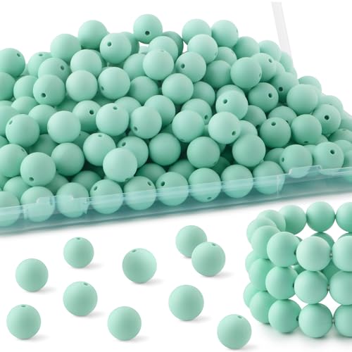 HHCFAST Silikonperlen, rund, 150 Stück, 15 mm, Großpackung für Schlüsselanhänger, Armbandherstellung, Halskettenherstellung, Stifte, Mintgrün HHCFAST Silikonperlen, rund, 150 Stück, 15 mm, Großpackung für Schlüsselanhänger, Armbandherstellung, Halskettenherstellung, Stifte, Mintgrün von HHCFAST