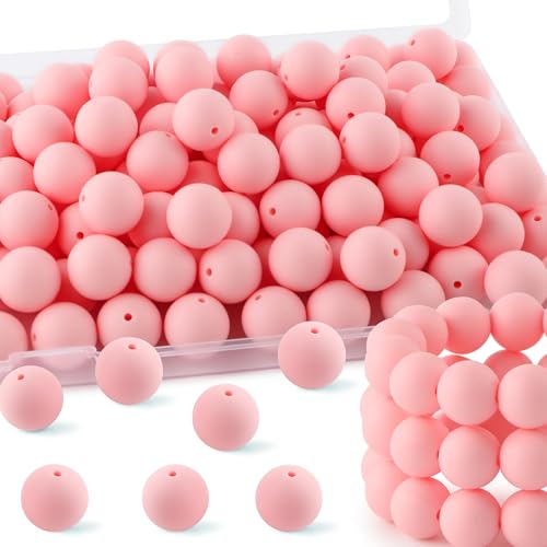 HHCFAST Silikonperlen für Schlüsselanhänger, Armbänder, Halsketten, runde Silikonperlen für Stifte, 19 mm, 65 Stück (Candy Pink) von HHCFAST