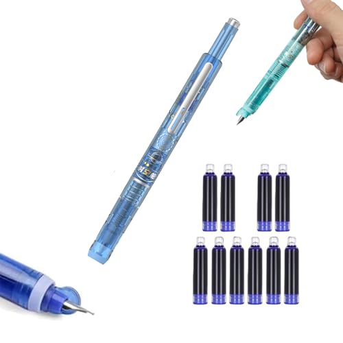 HHFDDP Retractable Fountain Pen 0.38 mm Blau-Schwarz,Transparent 10 Tintenpatronen,Schreibglatt, Für Journal, Doodle, Schönschrift 4 Farben HHFDDP Retractable Fountain Pen 0.38 mm Blau-Schwarz,Transparent 10 Tintenpatronen,Schreibglatt, Für Journal, Doodle, Schönschrift 4 Farben von HHFDDP