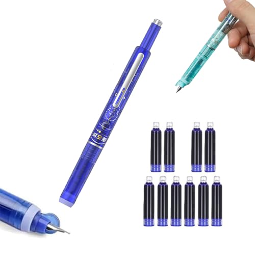 HHFDDP Retractable Fountain Pen 0.38 mm Blau-Schwarz,Transparent 10 Tintenpatronen,Schreibglatt, Für Journal, Doodle, Schönschrift 4 Farben HHFDDP Retractable Fountain Pen 0.38 mm Blau-Schwarz,Transparent 10 Tintenpatronen,Schreibglatt, Für Journal, Doodle, Schönschrift 4 Farben von HHFDDP