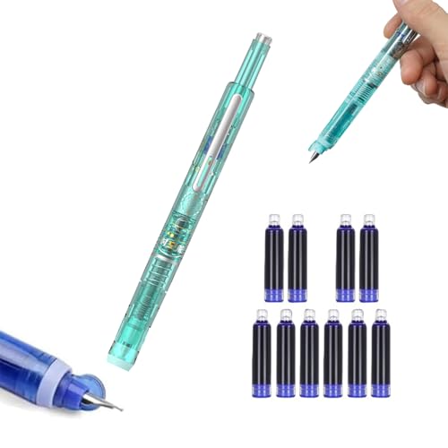 HHFDDP Retractable Fountain Pen 0.38 mm Blau-Schwarz,Transparent 10 Tintenpatronen,Schreibglatt, Für Journal, Doodle, Schönschrift 4 Farben HHFDDP Retractable Fountain Pen 0.38 mm Blau-Schwarz,Transparent 10 Tintenpatronen,Schreibglatt, Für Journal, Doodle, Schönschrift 4 Farben von HHFDDP