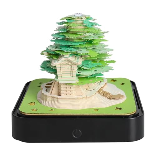 3D-Kalender 2026, Zeitmess-Kalender 2026, abreißbarer 3D-Schreibtischkalender mit LED-Lichtern, Baumhaus, Papierskulptur, Kunstkalender, Notizblock, Notizblock, für Büro, Zuhause, Weihnachten von HHFLRAWA