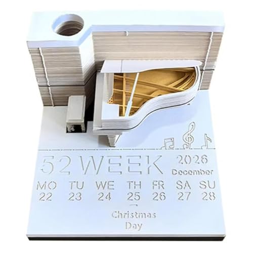 3D-Schreibtischkalender 2026, Zeitmess-Kalender 2026, kreatives Klavier, 3D-Kunstkalender, Memo-Block, Papierschnitzerei, Skulptur, Kunst-Notizblock, für Weihnachten, Einweihung 3D-Schreibtischkalender 2026, Zeitmess-Kalender 2026, kreatives Klavier, 3D-Kunstkalender, Memo-Block, Papierschnitzerei, Skulptur, Kunst-Notizblock, für Weihnachten, Einweihung von HHFLRAWA