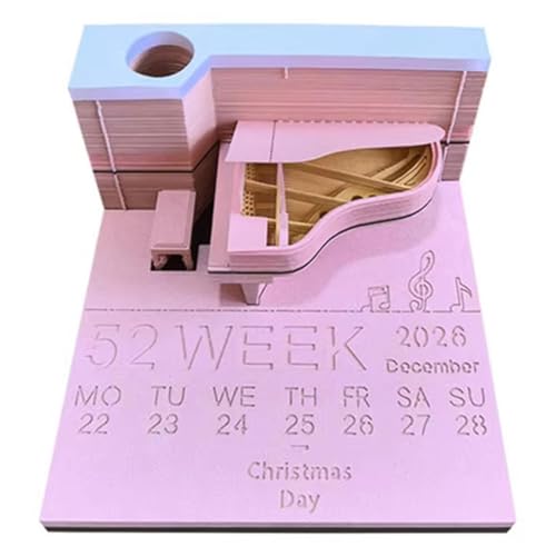 3D-Schreibtischkalender 2026, Zeitmess-Kalender 2026, kreatives Klavier, 3D-Kunstkalender, Memo-Block, Papierschnitzerei, Skulptur, Kunst-Notizblock, für Weihnachten, Einweihung 3D-Schreibtischkalender 2026, Zeitmess-Kalender 2026, kreatives Klavier, 3D-Kunstkalender, Memo-Block, Papierschnitzerei, Skulptur, Kunst-Notizblock, für Weihnachten, Einweihung von HHFLRAWA