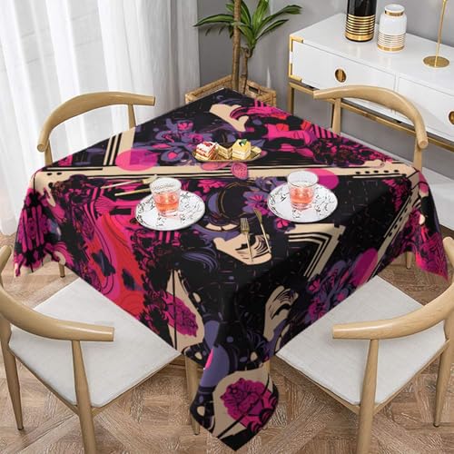 HHGFASD Floristry Tischdecke, quadratisch, dekorativ, 152,4 x 152,4 cm, wasserdicht, knitterfrei, wiederverwendbar, für Cafés, Buffet, Picknicks, Hochzeiten, Partys von HHGFASD