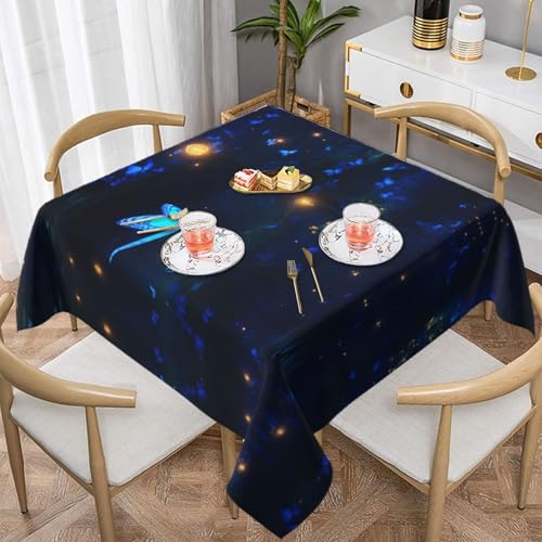 HHGFASD Quadratische Tischdecke, Motiv: Die Dunkelheit der Nacht, 152,4 x 152,4 cm, wasserdicht, knitterfrei, wiederverwendbar, für Cafés, Buffet, Picknicks, Hochzeiten, Partys von HHGFASD