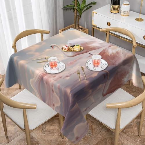 HHGFASD Quadratische Tischdecke, Motiv: Weißer Schwan, 152,4 x 152,4 cm, wasserdicht, knitterfrei, wiederverwendbar, für Cafés, Buffet, Picknicks, Hochzeiten, Partys von HHGFASD