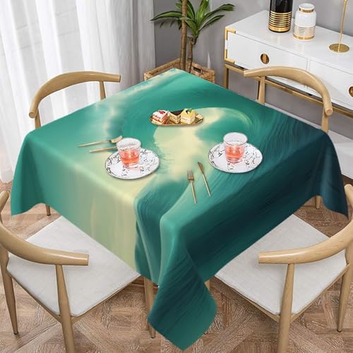 HHGFASD Quadratische Tischdecke, Motiv: Wellenmuster, 137,2 x 137,2 cm, wasserdicht, knitterfrei, wiederverwendbar, für Cafés, Buffet, Picknicks, Hochzeiten, Partys HHGFASD Quadratische Tischdecke, Motiv: Wellenmuster, 137,2 x 137,2 cm, wasserdicht, knitterfrei, wiederverwendbar, für Cafés, Buffet, Picknicks, Hochzeiten, Partys von HHGFASD