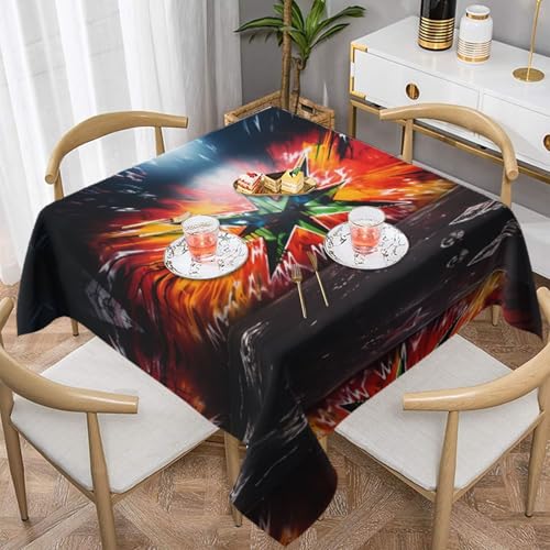 HHGFASD Quadratische Tischdecke, stoßendes Graffiti-Muster, 137,2 x 137,2 cm, wasserdicht, knitterfrei, wiederverwendbar, für Cafés, Buffet, Picknicks, Hochzeiten, Partys von HHGFASD