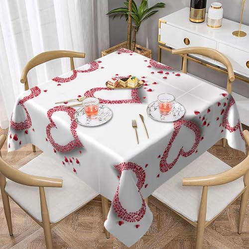 HHGFASD Quadratische Tischdecke, überlaufende Liebe, 152,4 x 152,4 cm, wasserdicht, knitterfrei, wiederverwendbar, für Cafés, Buffet, Picknicks, Hochzeiten, Partys von HHGFASD