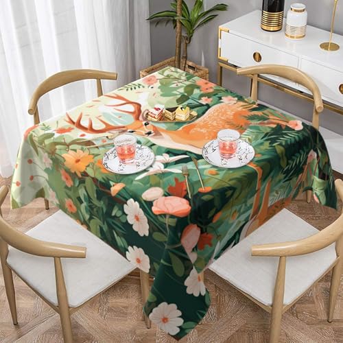 HHGFASD Quadratische Tischdecke mit Blumenmotiven, 137,2 x 137,2 cm, wasserdicht, knitterfrei, wiederverwendbar, für Cafés, Buffet, Picknicks, Hochzeiten, Partys von HHGFASD