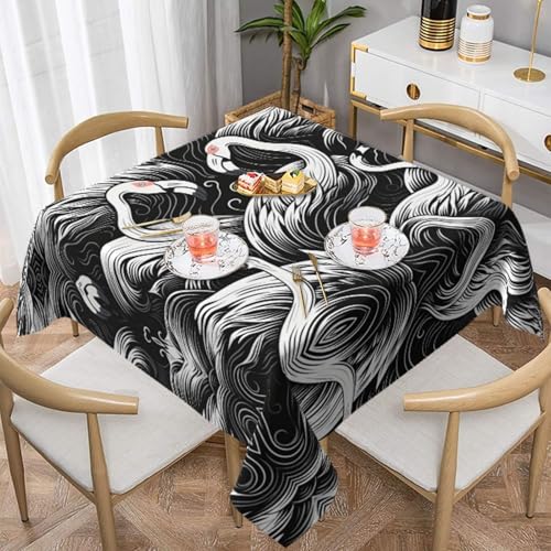 HHGFASD Quadratische Tischdecke mit Flamingo-Hintergrund, 152,4 x 152,4 cm, wasserdicht, knitterfrei, wiederverwendbar, für Cafés, Buffet, Picknicks, Hochzeiten, Partys von HHGFASD