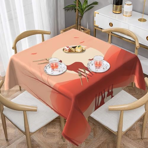 HHGFASD Quadratische Tischdecke mit Hirschmuster, einfarbig, 152,4 x 152,4 cm, wasserdicht, knitterfrei, wiederverwendbar, für Cafés, Buffet, Picknicks, Hochzeiten, Partys von HHGFASD