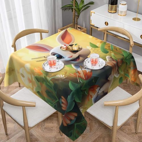 HHGFASD Quadratische Tischdecke mit Überraschungs-Hasenmuster, 137,2 x 137,2 cm, wasserdicht, knitterfrei, wiederverwendbar, für Cafés, Buffet, Picknicks, Hochzeiten, Partys HHGFASD Quadratische Tischdecke mit Überraschungs-Hasenmuster, 137,2 x 137,2 cm, wasserdicht, knitterfrei, wiederverwendbar, für Cafés, Buffet, Picknicks, Hochzeiten, Partys von HHGFASD