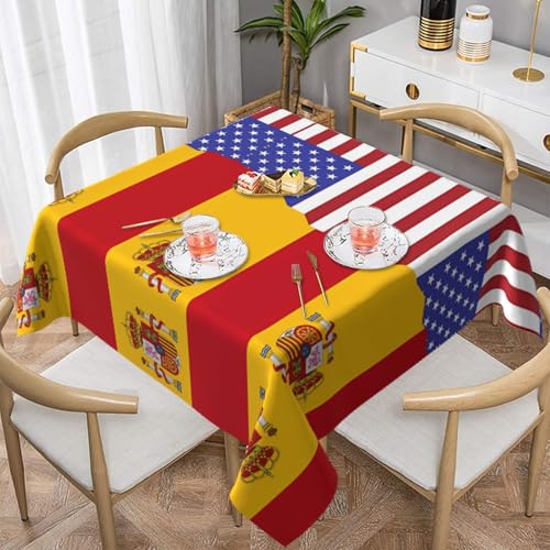 HHGFASD Quadratische Tischdecke mit amerikanischer Spanien-Flagge, 152,4 x 152,4 cm, wasserdicht, knitterfrei, wiederverwendbar, für Cafés, Buffet, Picknicks, Hochzeiten, Partys HHGFASD Quadratische Tischdecke mit amerikanischer Spanien-Flagge, 152,4 x 152,4 cm, wasserdicht, knitterfrei, wiederverwendbar, für Cafés, Buffet, Picknicks, Hochzeiten, Partys von HHGFASD