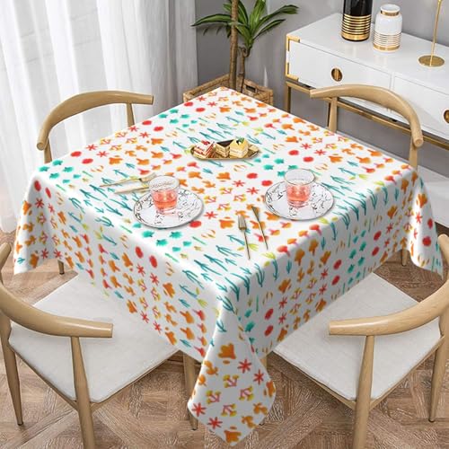 HHGFASD Quadratische dekorative Tischdecke, Korallenmuster, 152,4 x 152,4 cm, wasserdicht, knitterfrei, wiederverwendbar, für Cafés, Buffet, Picknicks, Hochzeiten, Partys von HHGFASD