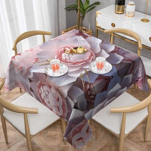 HHGFASD Quadratische dekorative Tischdecke mit Blumenmuster, 137,2 x 137,2 cm, wasserdicht, knitterfrei, wiederverwendbar, für Cafés, Buffet, Picknicks, Hochzeiten, Partys von HHGFASD