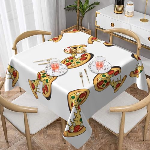 HHGFASD Quadratische dekorative Tischdecke mit Käse-Pizza-Muster, 137,2 x 137,2 cm, wasserdicht, knitterfrei, wiederverwendbar, für Cafés, Buffet, Picknicks, Hochzeiten, Partys HHGFASD Quadratische dekorative Tischdecke mit Käse-Pizza-Muster, 137,2 x 137,2 cm, wasserdicht, knitterfrei, wiederverwendbar, für Cafés, Buffet, Picknicks, Hochzeiten, Partys von HHGFASD
