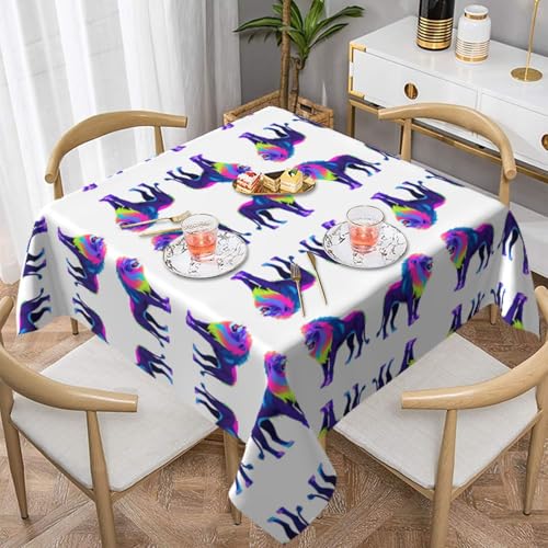 HHGFASD Quadratische dekorative Tischdecke mit Löwenmuster, 137,2 x 137,2 cm, wasserdicht, knitterfrei, wiederverwendbar, für Cafés, Buffet, Picknicks, Hochzeiten, Partys von HHGFASD