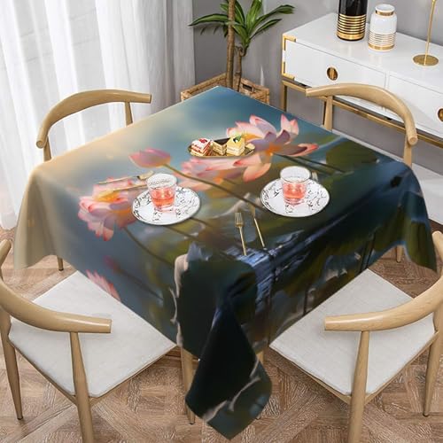 HHGFASD Quadratische dekorative Tischdecke mit Lotus-Muster, 137,2 x 137,2 cm, wasserdicht, knitterfrei, wiederverwendbar, für Cafés, Buffet, Picknicks, Hochzeiten, Partys HHGFASD Quadratische dekorative Tischdecke mit Lotus-Muster, 137,2 x 137,2 cm, wasserdicht, knitterfrei, wiederverwendbar, für Cafés, Buffet, Picknicks, Hochzeiten, Partys von HHGFASD