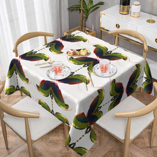 HHGFASD Quadratische dekorative Tischdecke mit Papageienmuster, 137,2 x 137,2 cm, wasserdicht, knitterfrei, wiederverwendbar, für Cafés, Buffet, Picknicks, Hochzeiten, Partys von HHGFASD