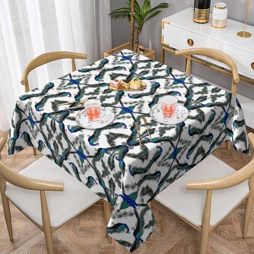 HHGFASD Quadratische dekorative Tischdecke mit Pfauenmuster, 152,4 x 152,4 cm, wasserdicht, knitterfrei, wiederverwendbar, für Cafés, Buffet, Picknicks, Hochzeiten, Partys von HHGFASD