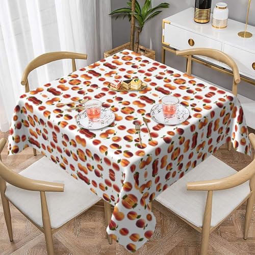 HHGFASD Quadratische dekorative Tischdecke mit Pfirsichmuster, 152,4 x 152,4 cm, wasserdicht, knitterfrei, wiederverwendbar, für Cafés, Buffet, Picknicks, Hochzeiten, Partys HHGFASD Quadratische dekorative Tischdecke mit Pfirsichmuster, 152,4 x 152,4 cm, wasserdicht, knitterfrei, wiederverwendbar, für Cafés, Buffet, Picknicks, Hochzeiten, Partys von HHGFASD
