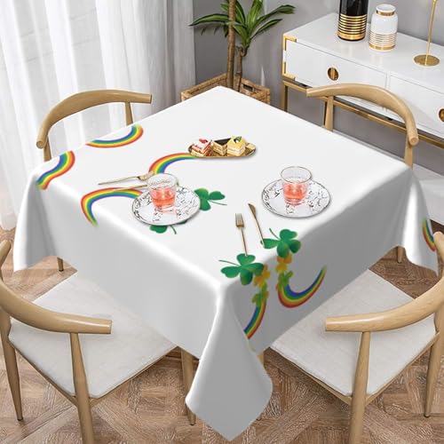 HHGFASD Quadratische dekorative Tischdecke mit Regenbogen- und Kleeblatt-Muster, 152,4 x 152,4 cm, wasserdicht, knitterfrei, wiederverwendbar, für Cafés, Buffet, Picknicks, Hochzeiten, Partys HHGFASD Quadratische dekorative Tischdecke mit Regenbogen- und Kleeblatt-Muster, 152,4 x 152,4 cm, wasserdicht, knitterfrei, wiederverwendbar, für Cafés, Buffet, Picknicks, Hochzeiten, Partys von HHGFASD